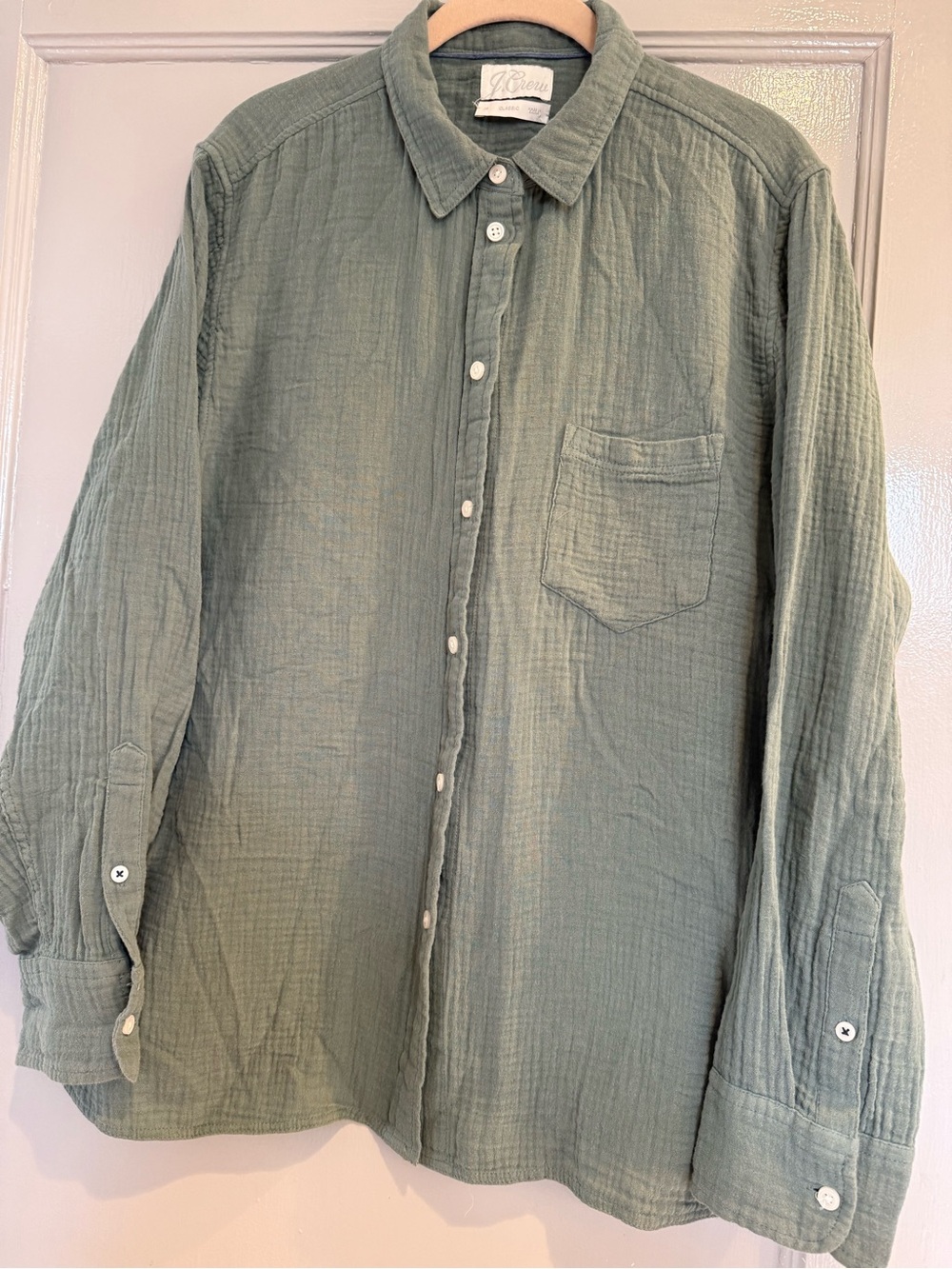 J.Crew Gauze button-down shirt  in Sage Green size 14 EUC